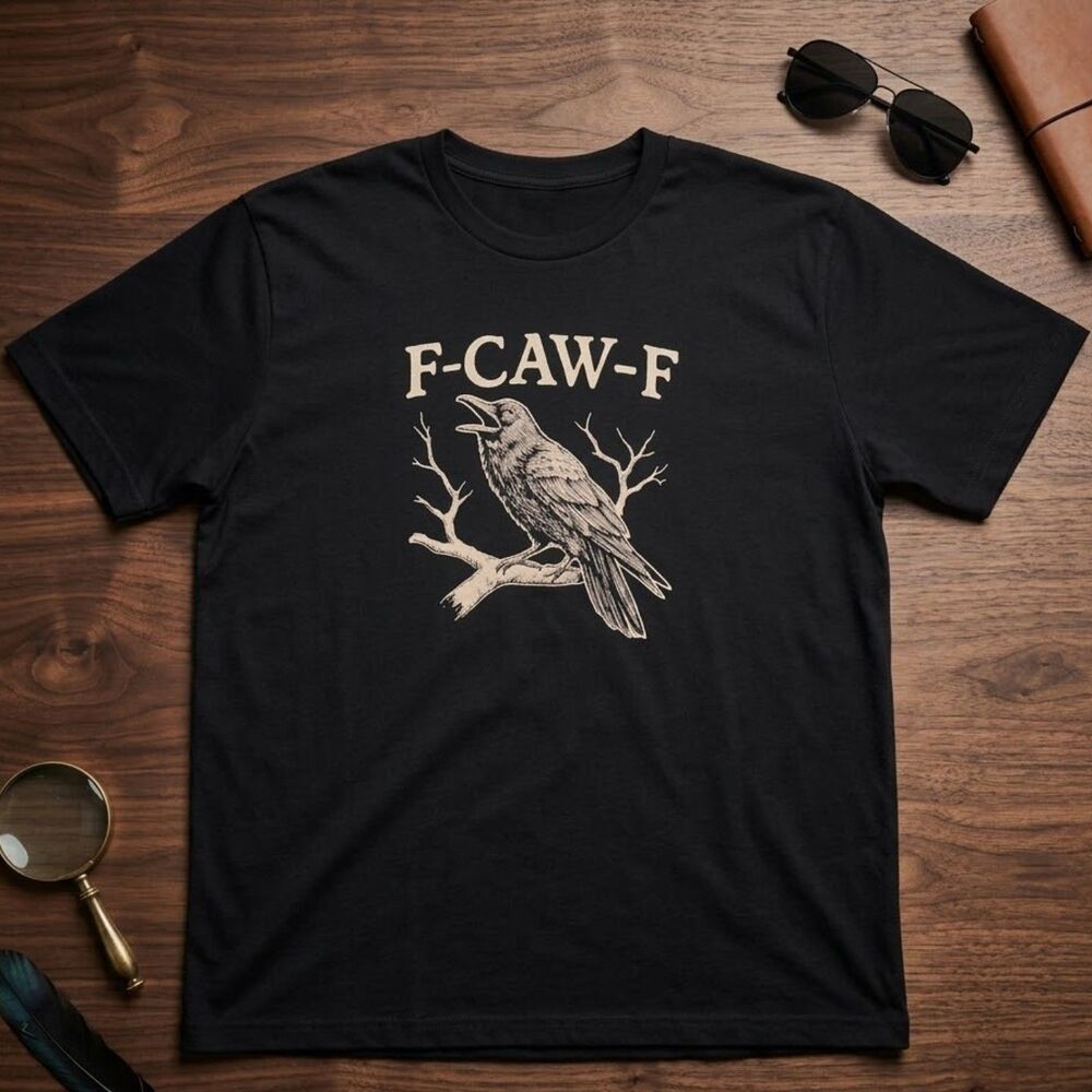 Men's F-CAW-F Crow Graphic Tee Size 3XL NWOT Funny Black Bird Pun Shirt